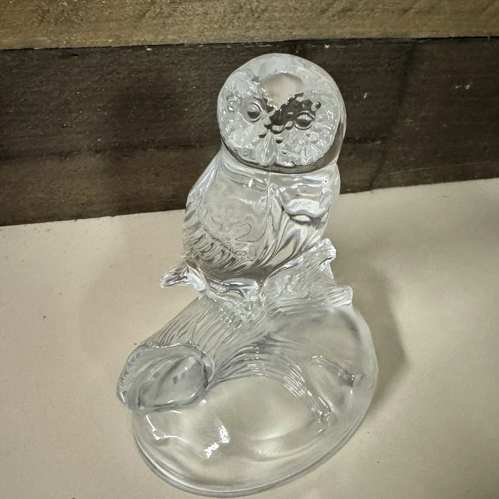Lead Crystal Owl on Branch Frosted‎ Base 5.5